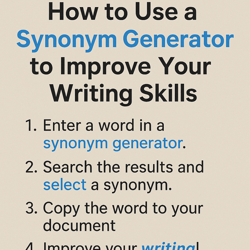 If you find yourself repeating words too often or struggling to find the perfect word, a synonym generator can be a game-changer.